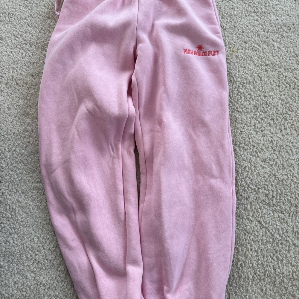 Light Pink Fleece Joggers with Subtle Embroidered Logo